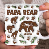 Papa Bear Mug - Personalized Kids Name Mug for Dad from Kids Daughter Son - Unique Custom Gift For Father's Day Birthday