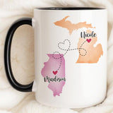 I Miss You - Personalized Name and State Mug - Custom Gift for Best Friends, Bestie, Sister, Family - Unique Long Distance Friendship Gift - Moving Away Present