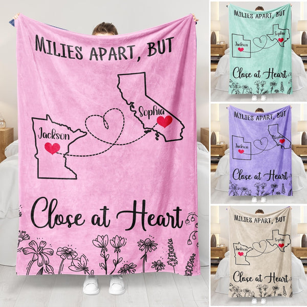 Personalized Long Distance Blanket, Custom Name State To State Gift, Moving Away Gift