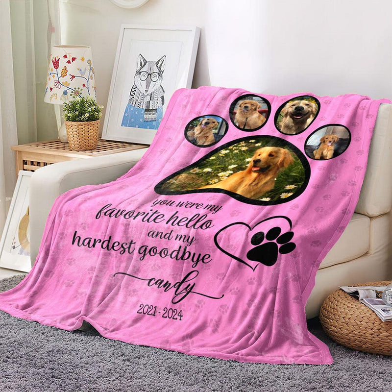 You Were My Favorite Hello And My Hardest Goodbye - Custom Pet Loss Blanket with Photo, Personalized Pet Memorial Sympathy Gift