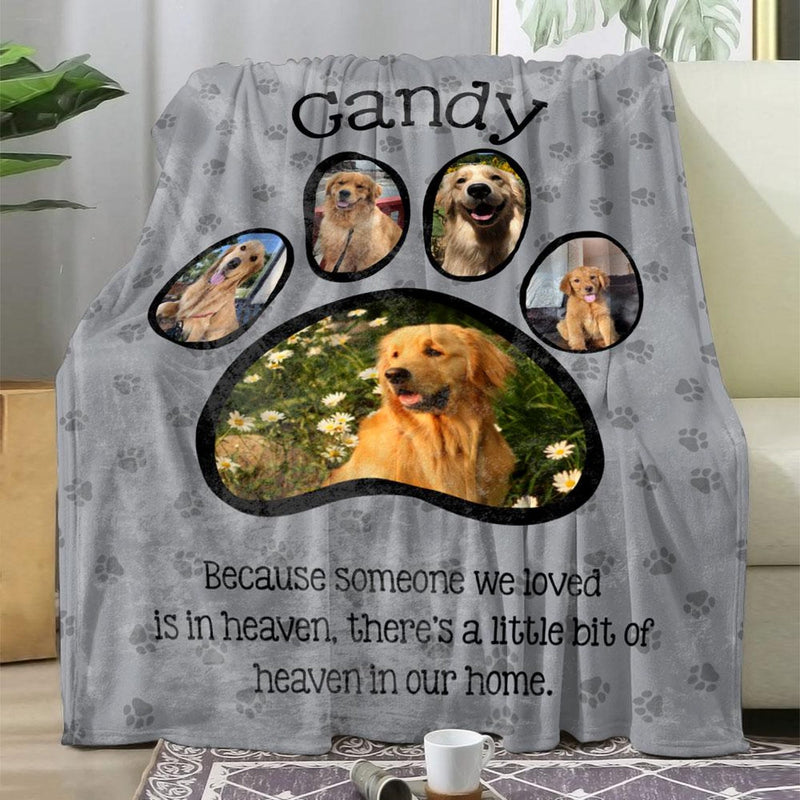 Because Someone We Loved Is In Heaven, In Loving Memory Blanket - Personalized Pet Memorial Blanket with Photo, Custom Pet Portrait Blanket