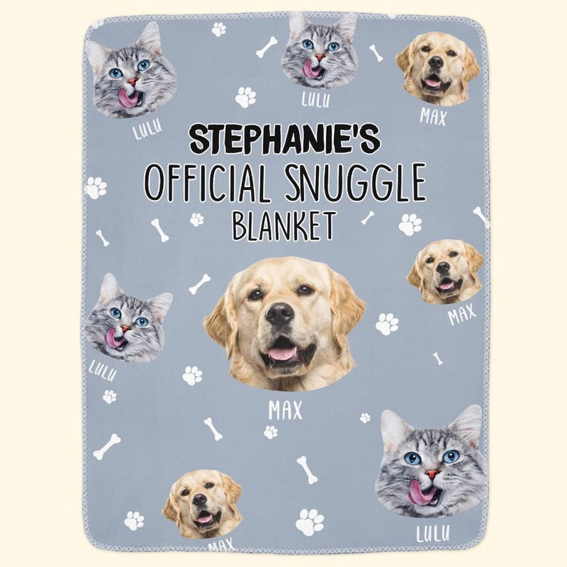 Official Snuggle Blanket - Funny Personalized Pet Blanket With Photo, Dog Memorial Gift, Pet Sympathy Gift, Dog Loss Gift