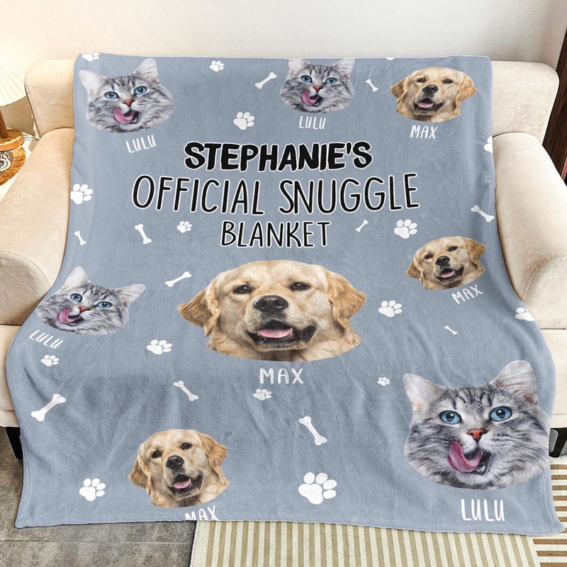 Official Snuggle Blanket - Funny Personalized Pet Blanket With Photo, Dog Memorial Gift, Pet Sympathy Gift, Dog Loss Gift