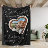 Snuggle This Blanket And Think Of Me - Custom Dog Photo Memorial Blanket, Personalized Dog Loss Pet Memory Gifts, Pet Loss Keepsake Remembrance Gift For Dog Mom Dad Bereavement Gift