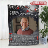 A Hug from Heaven - Custom Memorial Blanket with Photos for Loss of Loved One, in Loving Memory Personalized Sympathy Blanket for Loss of Dad Mom Husband Wife Friend, In Memory of Loved One Gifts