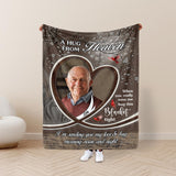 A Hug from Heaven - Custom Memorial Blanket with Photos for Loss of Loved One, in Loving Memory Personalized Sympathy Blanket for Loss of Dad Mom Husband Wife Friend, In Memory of Loved One Gifts