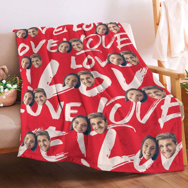 Custom Face Photo Blanket for Couples, Girlfriend Boyfriend Husband, Wife and Best Friends -  Funny Personalized Valentine's Day Gift, Anniversary Newlywed Wedding Engagement Gift