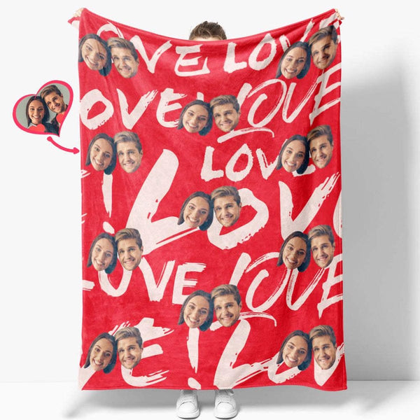 Custom Face Photo Blanket for Couples, Girlfriend Boyfriend Husband, Wife and Best Friends -  Funny Personalized Valentine's Day Gift, Anniversary Newlywed Wedding Engagement Gift