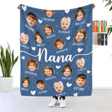 Personalized Photo Blanket for Grandma Mom Grandpa Papa - Custom Mother’s Day Birthday Gift for Nana