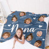 Personalized Photo Blanket for Grandma Mom Grandpa Papa - Custom Mother’s Day Birthday Gift for Nana