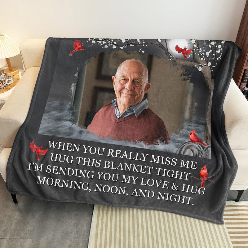 A Hug from Heaven - Custom Memorial Blanket with Photos for Loss of Loved One, in Loving Memory Personalized Sympathy Blanket for Loss of Dad Mom Husband Wife Friend, In Memory of Loved One Gifts