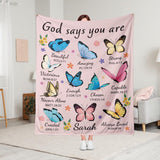 God Says You Are Positive Blanket - Personalized Christian Blanket with Name -Easter Gift, Inspirational Gift for Mom Kids Boys Girls