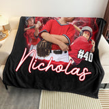 Sport Lovers Personalized Photo Blanket, Basketball Football Baseball Soccer Or Softball Boys Girls Kids Teen Boys Girls Gifts