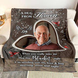 A Hug from Heaven - Custom Memorial Blanket with Photos for Loss of Loved One, in Loving Memory Personalized Sympathy Blanket for Loss of Dad Mom Husband Wife Friend, In Memory of Loved One Gifts