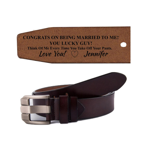 Personalized Leather Belt with Engraved Custom Message and Initials - Unique Anniversary Gift for Husband from Wife - Father’s Day Gift for Daddy - Custom Romantic Gift for Boyfriend