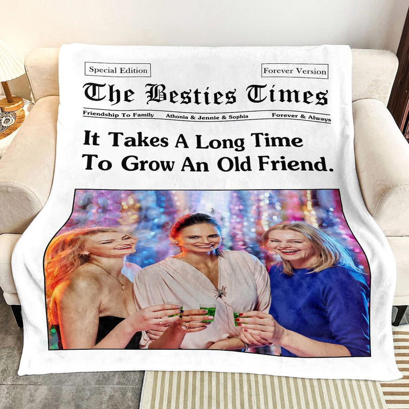 The Besties Times - Custom Photo Blanket, Friendship Blanket, Best Friend Birthday Gift For Her, Personalized Best Friend Bestie Photo Blanket