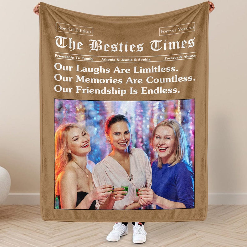 The Besties Times - Custom Photo Blanket, Friendship Blanket, Best Friend Birthday Gift For Her, Personalized Best Friend Bestie Photo Blanket