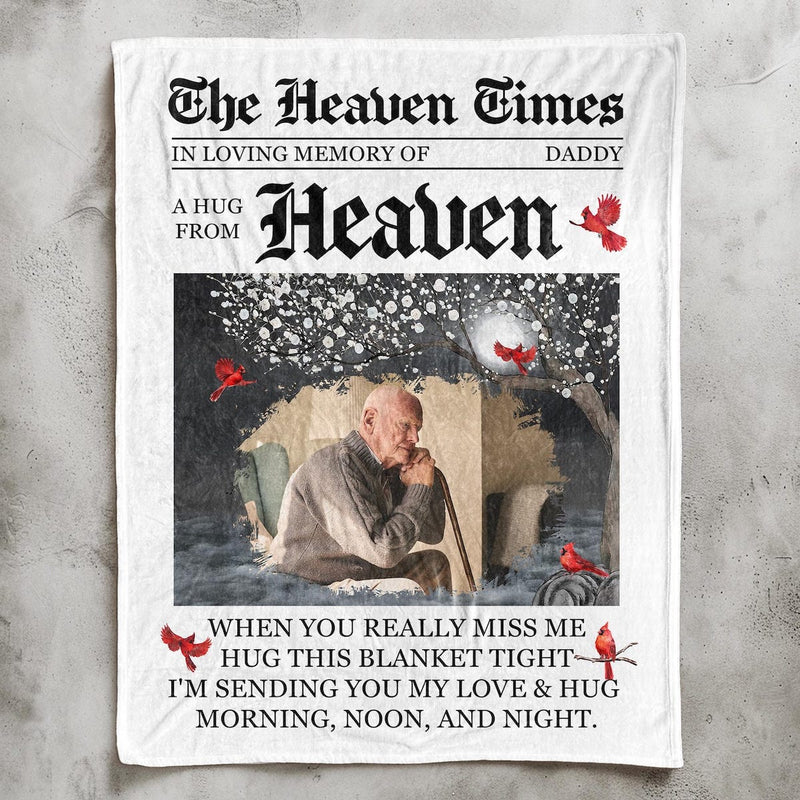 A Hug from Heaven - Custom Memorial Blanket with Photos for Loss of Loved One, in Loving Memory Personalized Sympathy Blanket for Loss of Dad Mom Husband Wife Friend, In Memory of Loved One Gifts