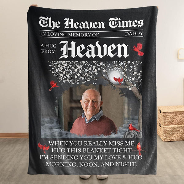 A Hug from Heaven - Custom Memorial Blanket with Photos for Loss of Loved One, in Loving Memory Personalized Sympathy Blanket for Loss of Dad Mom Husband Wife Friend, In Memory of Loved One Gifts