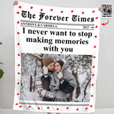 From Our First Kiss Till Our Last Breath - Personalized Couple Photo Blanket - Romantic Valentine's Day Wedding Anniversary Gift for Couples Wife Husband Boyfriend Girlfriend