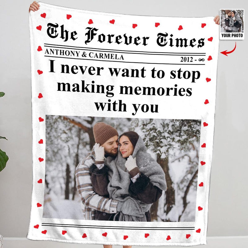 From Our First Kiss Till Our Last Breath - Personalized Couple Photo Blanket - Romantic Valentine's Day Wedding Anniversary Gift for Couples Wife Husband Boyfriend Girlfriend