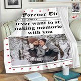 From Our First Kiss Till Our Last Breath - Personalized Couple Photo Blanket - Romantic Valentine's Day Wedding Anniversary Gift for Couples Wife Husband Boyfriend Girlfriend