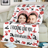 I Love You - Funny Personalized Couple Photo Blanket - Romantic Birthday Valentine's Day Wedding Anniversary Gift for Couples Wife Husband Boyfriend Girlfriend