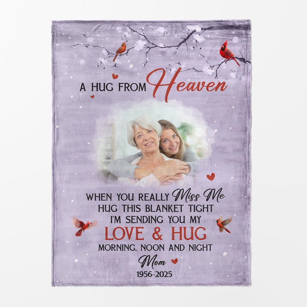 A Hug from Heaven - Custom Memorial Blanket with Photos for Loss of Loved One, in Loving Memory Personalized Sympathy Blanket for Loss of Mom Dad  Husband Wife Friend, In Memory of Loved One Gifts