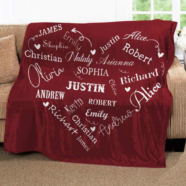 Custom Blanket with Family Names, Perfect Personalized Gift for Christmas Birthday, Housewarming