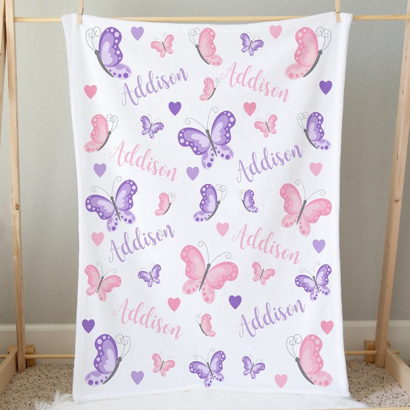 Personalized Name Blanket - Butterfly Blanket - Personalized Butterfly Baby Blanket - Butterflies Baby Name Blanket - Baby Shower Gift