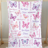 Personalized Name Blanket - Butterfly Blanket - Personalized Butterfly Baby Blanket - Butterflies Baby Name Blanket - Baby Shower Gift