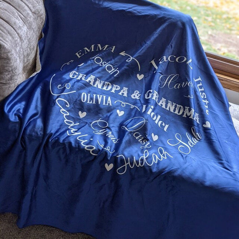 Custom Blanket with Family Names, Perfect Personalized Gift for Christmas Birthday, Housewarming