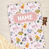 Personalized Winnie the Pooh blanket, Pooh Bear and friends blanket, Birthday gift for her/him, Kids Adults blanket