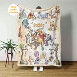 Personalized Winnie the Pooh blanket, Pooh Bear and friends blanket, Birthday gift for her/him, Kids Adults blanket