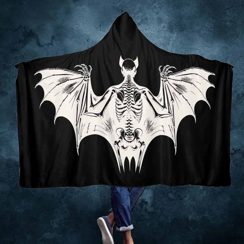 Gothic Hooded Blanket,  Wearable Blanket For Goth Lovers, Vampire Goth Skeleton Hoodie Halloween Costume