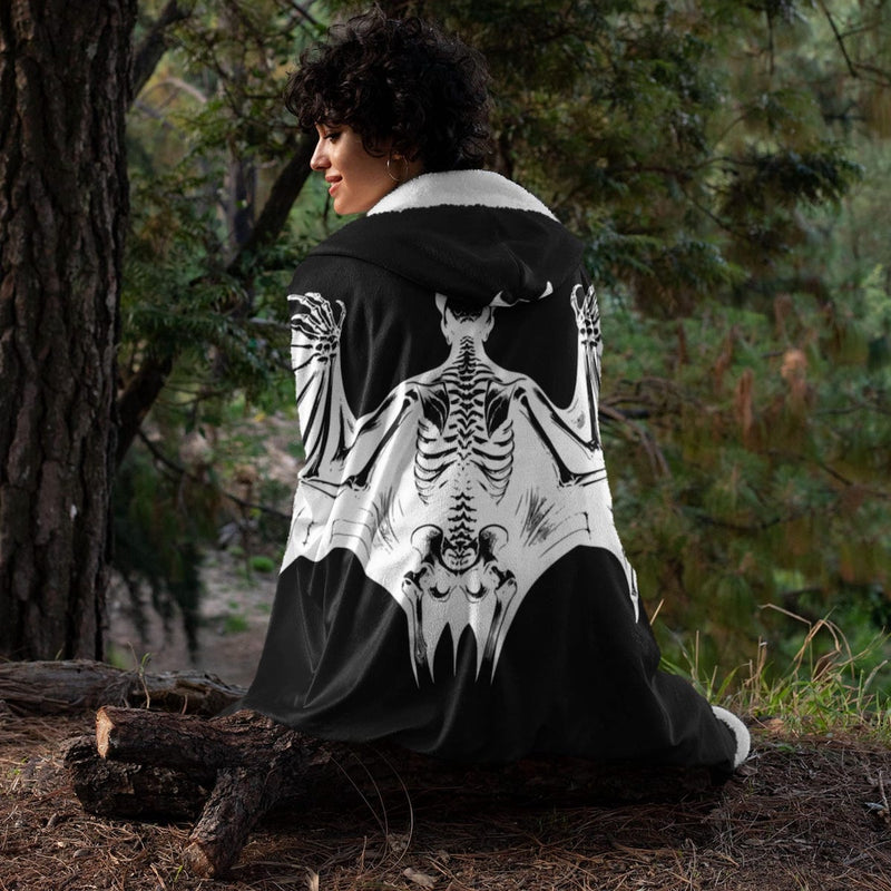 Gothic Hooded Blanket,  Wearable Blanket For Goth Lovers, Vampire Goth Skeleton Hoodie Halloween Costume