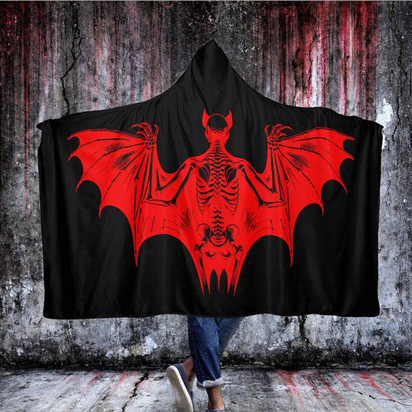 Gothic Hooded Blanket,  Wearable Blanket For Goth Lovers, Vampire Goth Skeleton Hoodie Halloween Costume