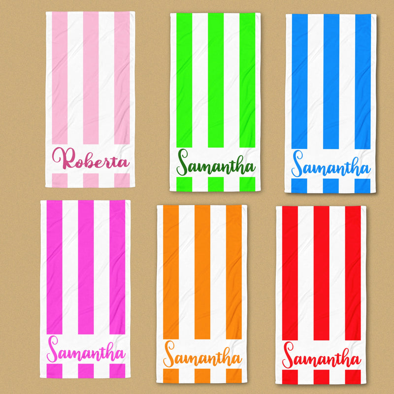 Striped Personalized Beach Towel Bath Towel Pool Towel