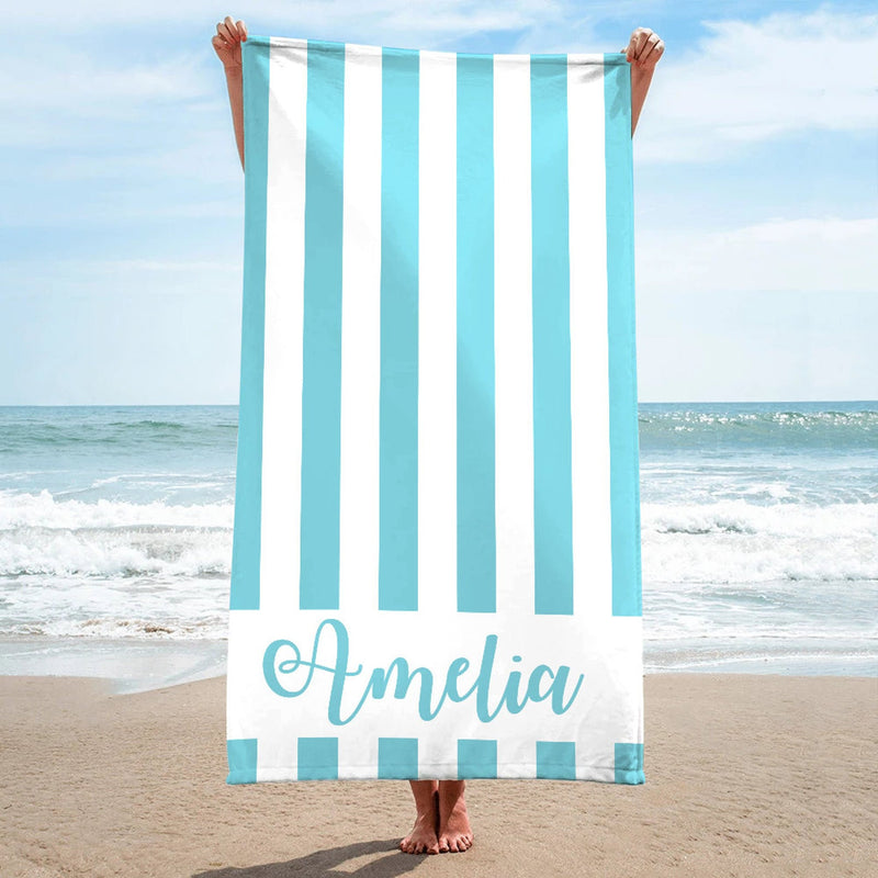 Striped Personalized Beach Towel Bath Towel Pool Towel