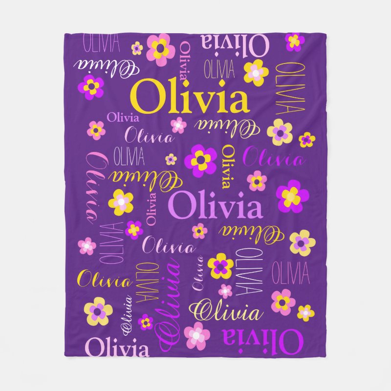 Floral Custom Name Blanket