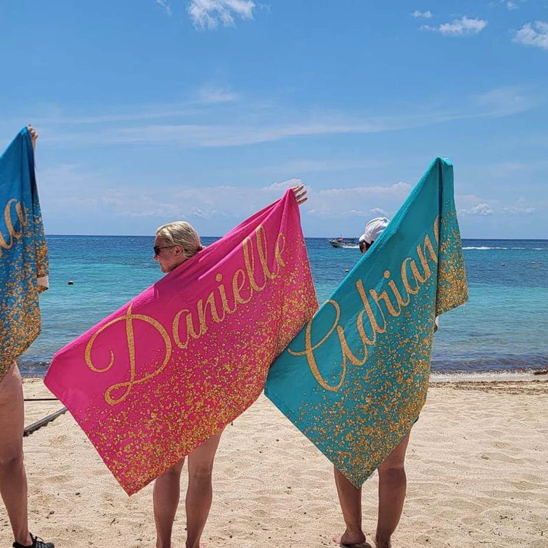 Personalized Name Beach Bath Towel-Unique Gift for Family, Bachelorette Party and Birthday