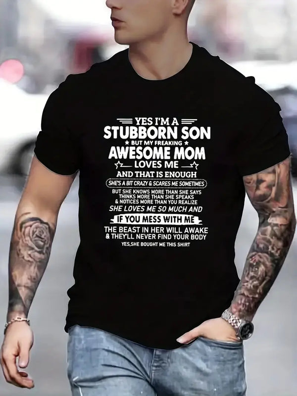 Awesome Mom Print T Shirt for Men