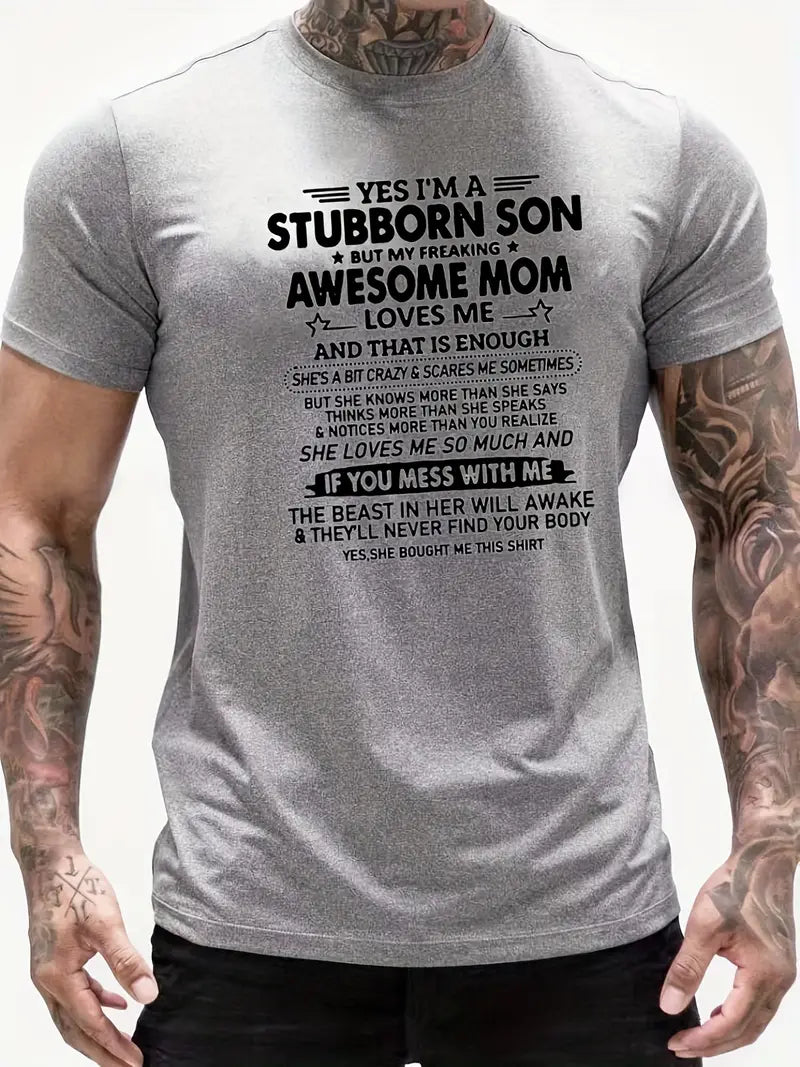 Awesome Mom Print T Shirt for Men