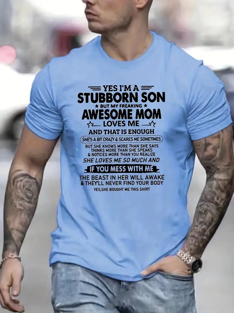 Awesome Mom Print T Shirt for Men