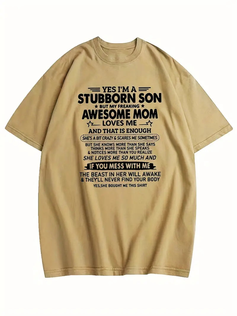 Awesome Mom Print T Shirt for Men