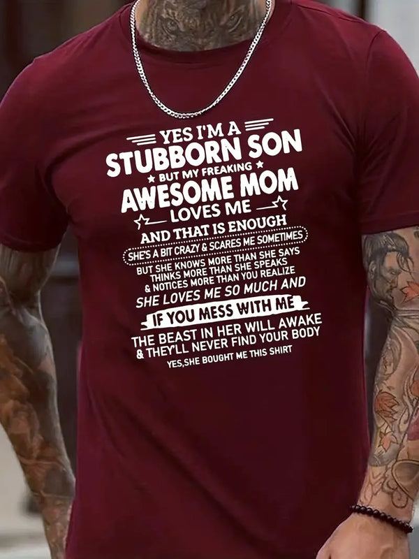 Awesome Mom Print T Shirt for Men