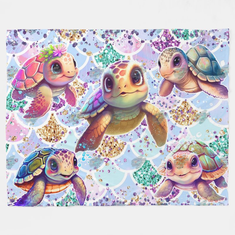 Cute Sea Turtle Mermaid High Quality Super Soft Blanket