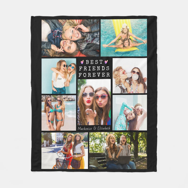 BEST FRIENDS FOREVER - Custom Blanket with Photo and Text - Perfect Birthday Christmas Graduation Gift for Friends