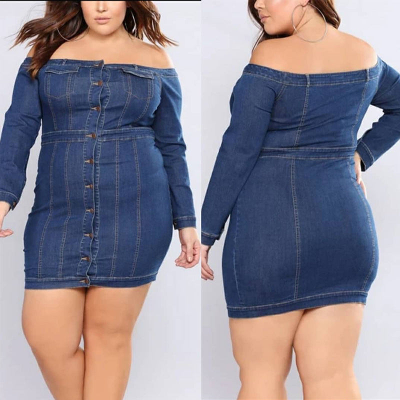 Off Shoulder Skinny Denim Dress