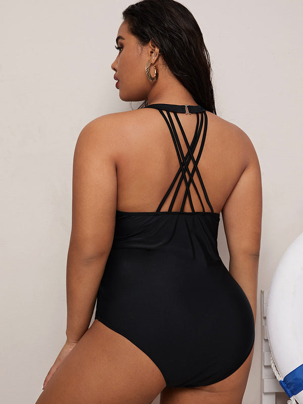 Striped Mesh One Piece Swimsuit